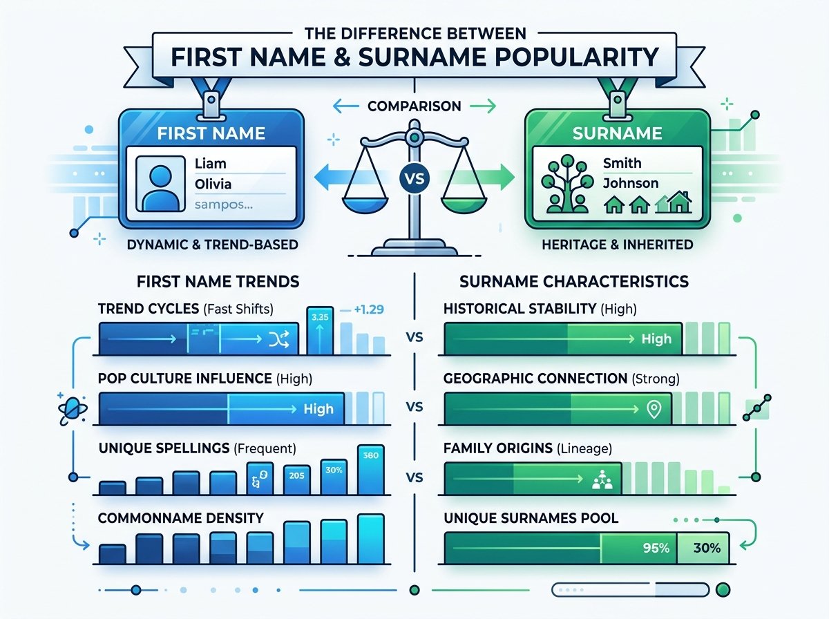 The Difference Between First Name & Surname Popularity